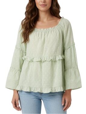 Madison Garrison Ruffle Polka Dot Top